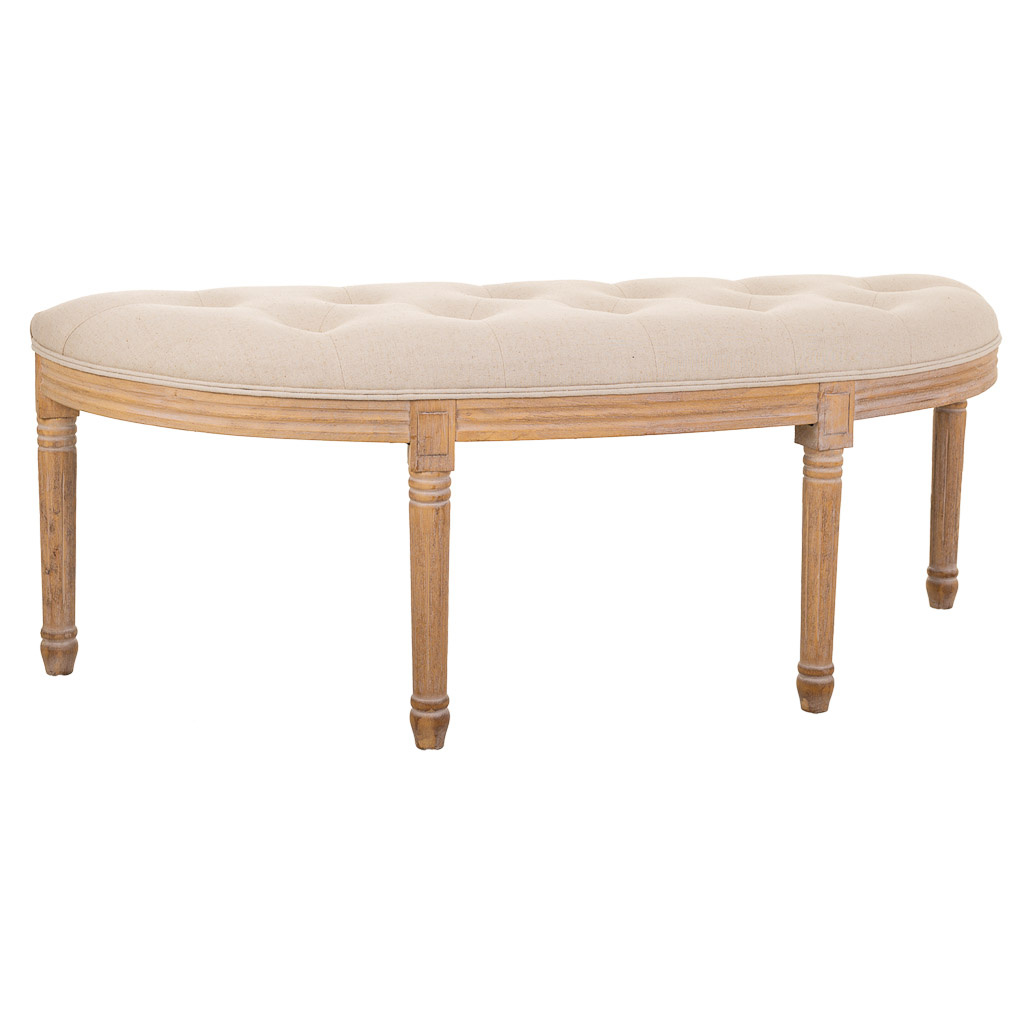 WANDERLUST DECO Banqueta antigua de madera color crema 125x45x48h cm
