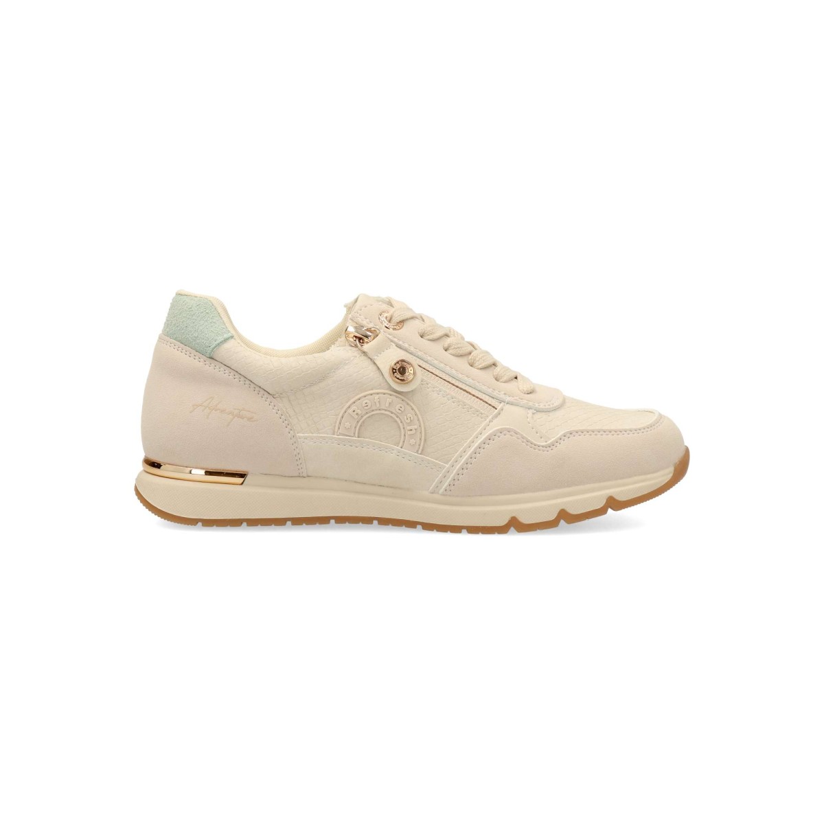 Refresh - Zapatillas deportivas urbanas mujer REFRESH con cierre de cordones, piel vegana grabada y suela antideslizante, plantilla acolchada extraíble
