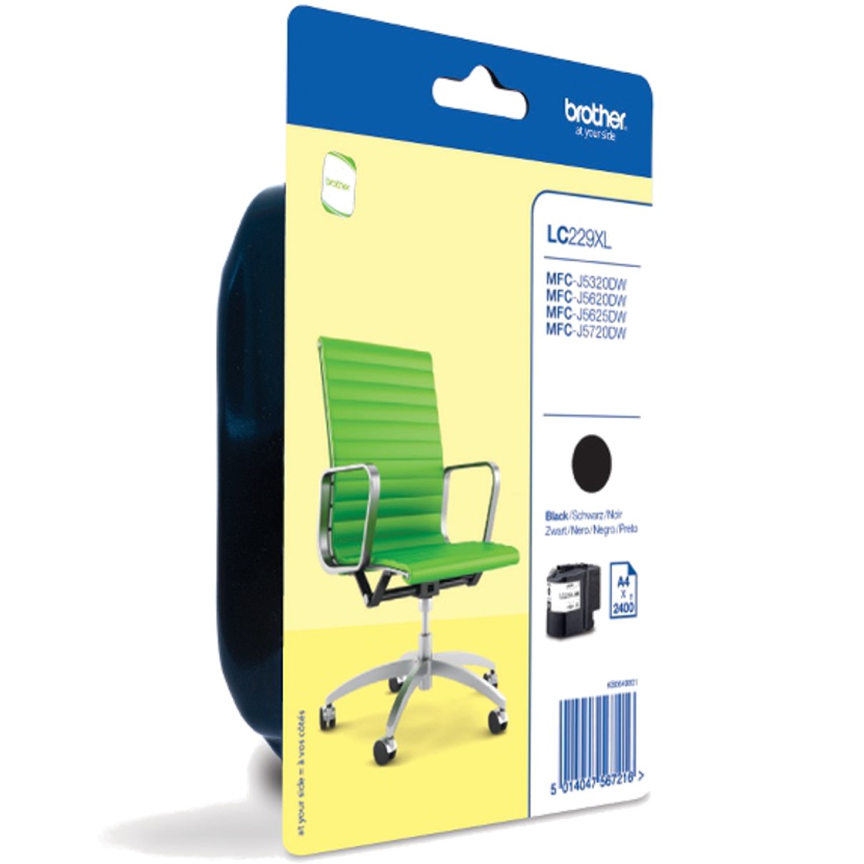 Brother - Cartucho de tinta LC229XLBKBP negro para impresoras de inyección, hasta 2400 páginas según ISO/IEC 24711, compatible con modelos Brother