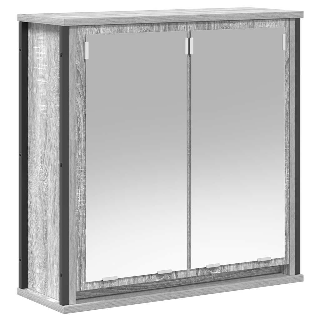 vidaXL Mueble de baño de pared con espejo gris Sonoma 60x21x60 cm