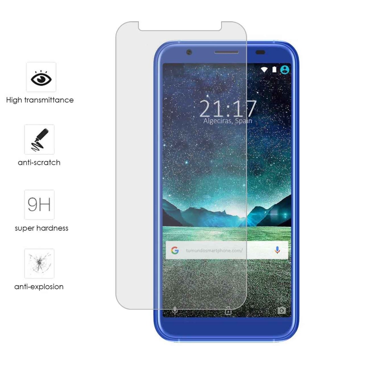 Tumundosmartphone Protector Cristal Templado para Doogee X55 Vidrio