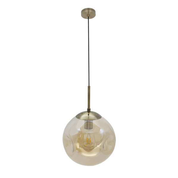 FABRILAMP Colgante Pinap 1xe27 Cuero/ambar Regx25x25 Cm