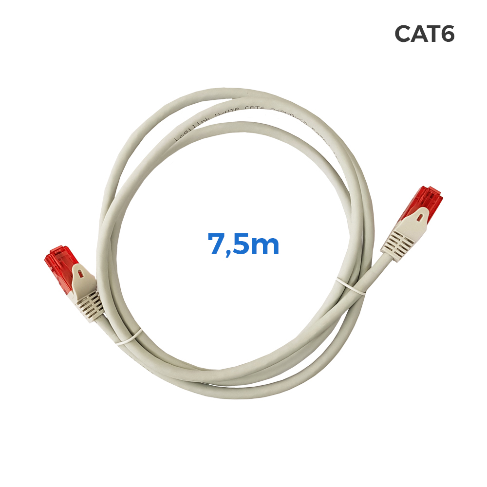 Edm Cable UTP Cat.6 RJ45 Cobre LSZH Gris 7,5m Alta Velocidad