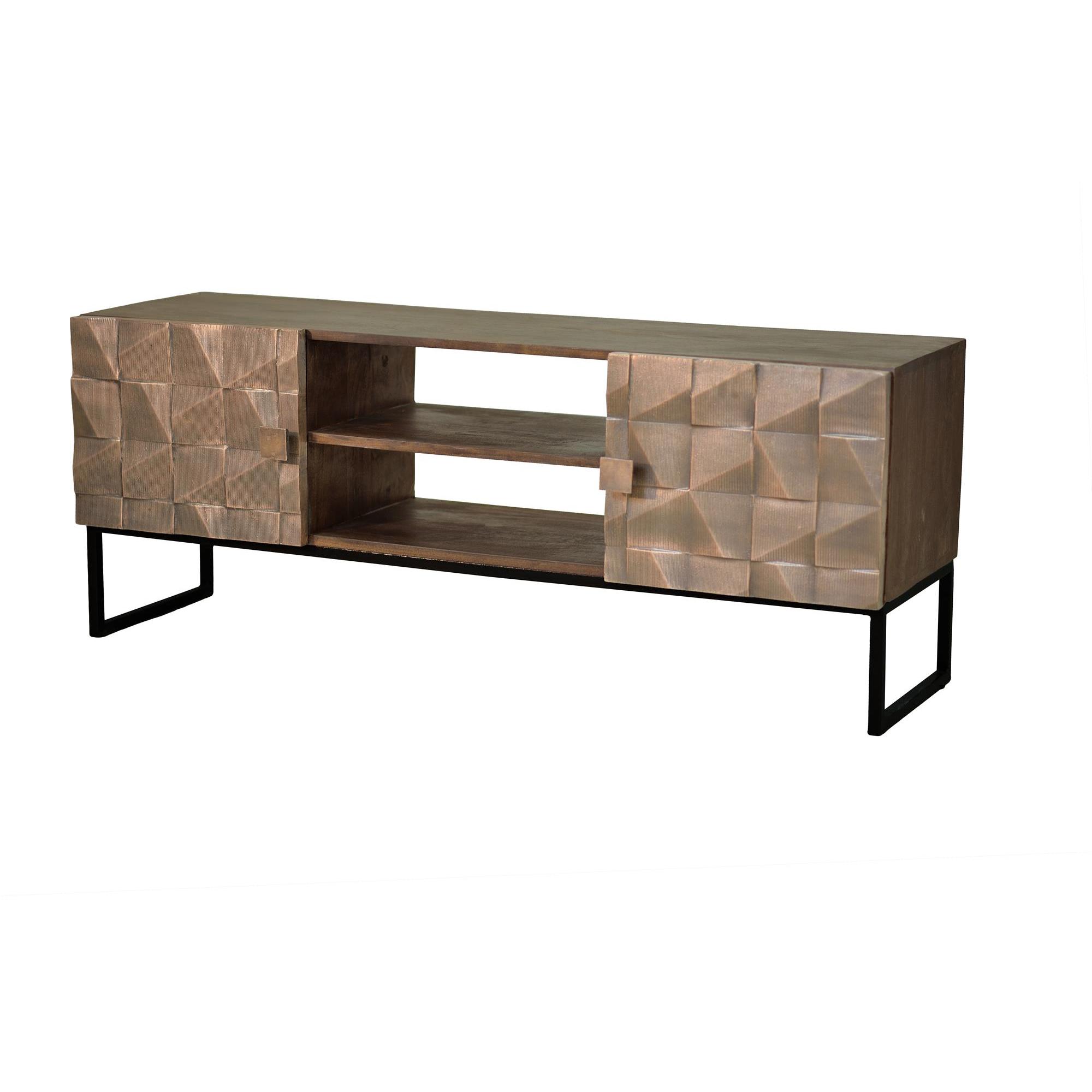 Mueble TV en madera de mango y cobre marron