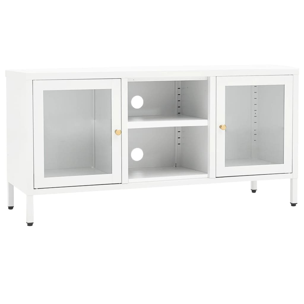 vidaXL Mueble para el televisor acero y vidrio 105x35x52 cm, Mueble de Salon, Mueble TV, Mueble TV salon, Mesa de TV, Mueble tele