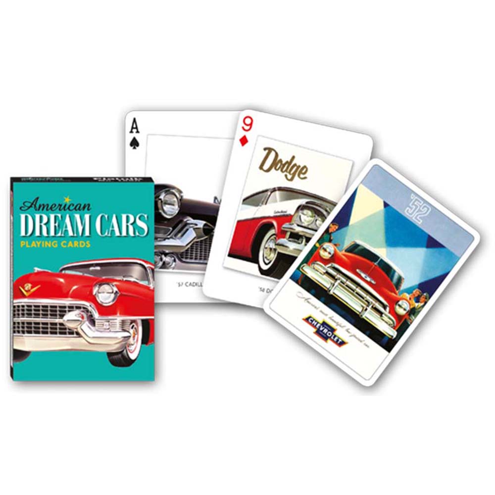 Piatnik Baraja de poker de 55 cartas Coches americanos de ensueño Fotografías y posters Motor Juego mesa Jugar Adultos Colección Coleccionable Poquer
