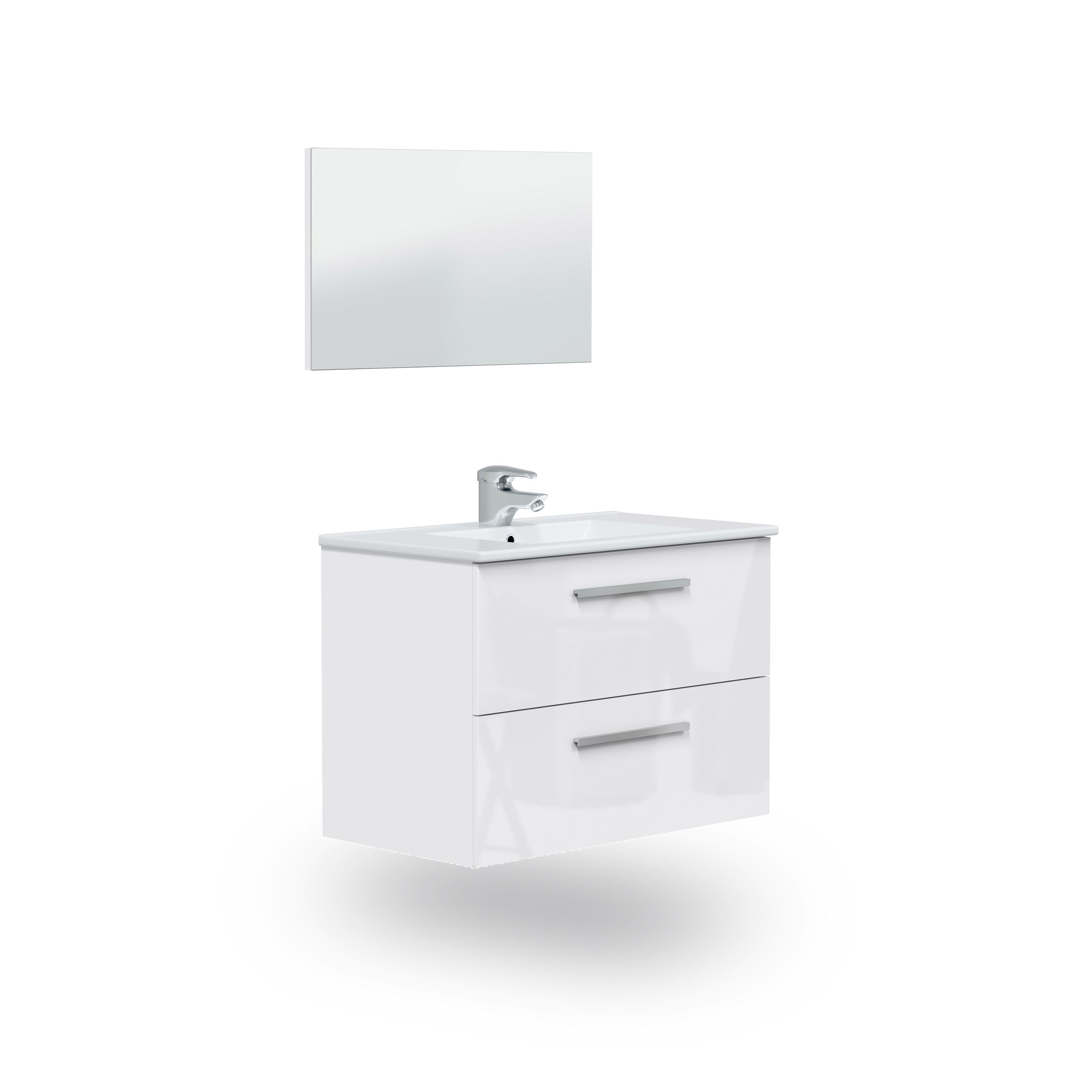 duehome - Mueble de baño con espejo Feel 2 cajones