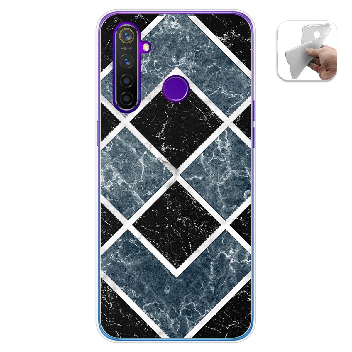 Tumundosmartphone Funda Gel Tpu para Realme 5 Pro diseño Mármol 06 Dibujos