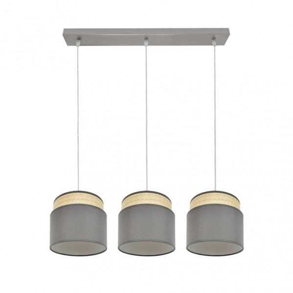 FABRILAMP Lampara lineal 3 luces colgantes modelo Kandy Natural/gris regulable