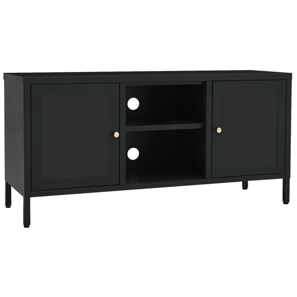vidaXL Mueble para el televisor acero y vidrio 105x35x52 cm, Mueble de Salon, Mueble TV, Mueble TV salon, Mesa de TV, Mueble tele