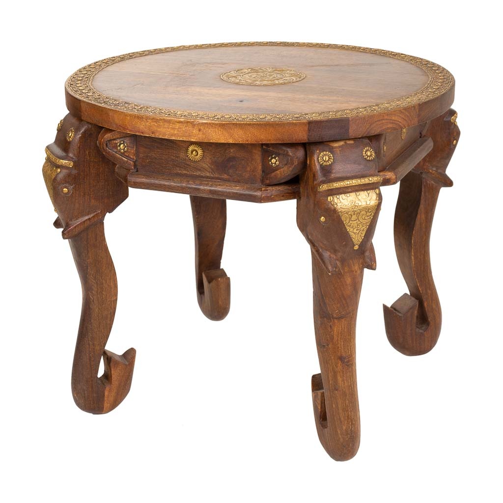 Wonderlust Deco - Mesa de centro de madera y metal marrón 52x52x40 Marrón 52x52x40h cm