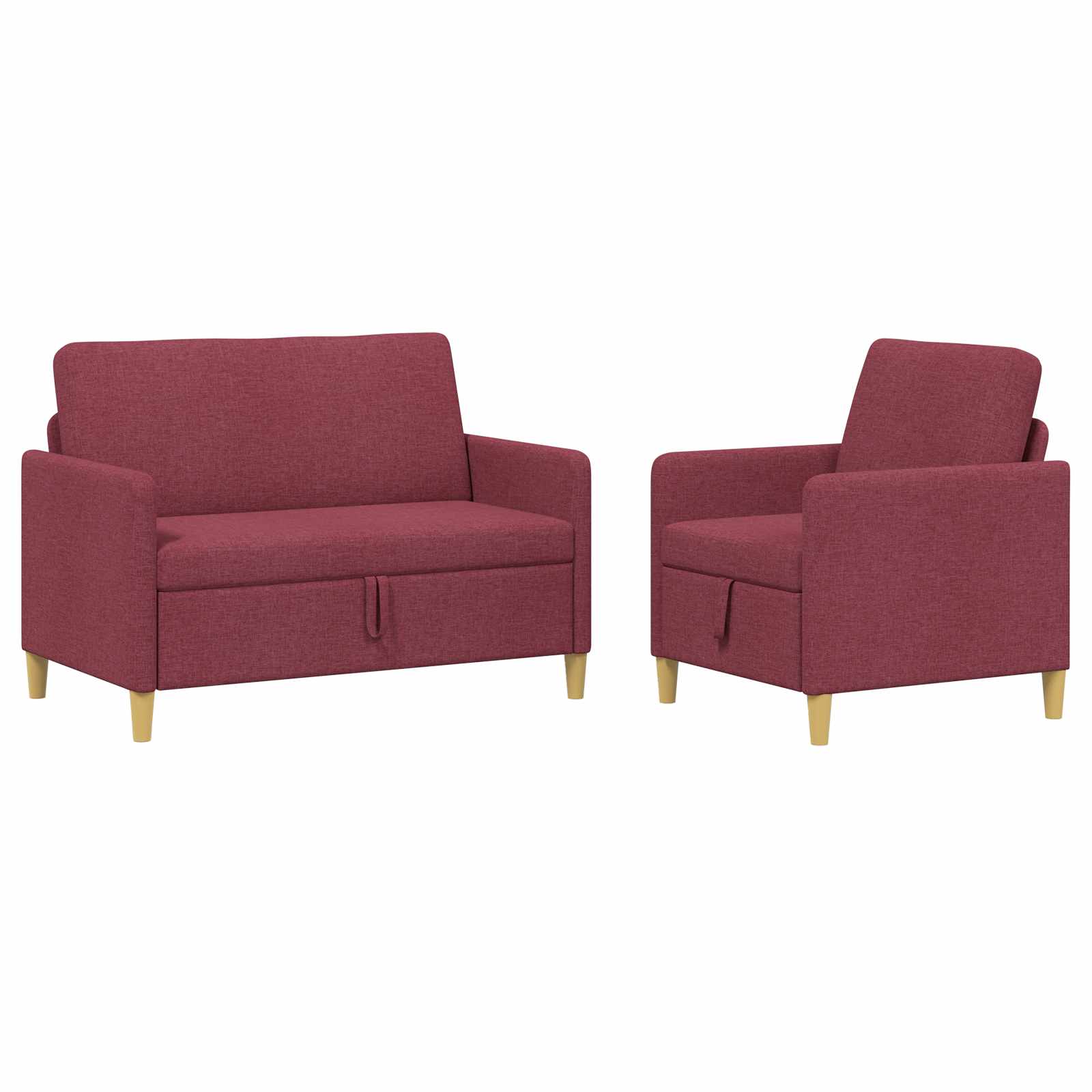 Juego de Sofás con Almacenamiento 2 pcs Rojo vino Poliéster