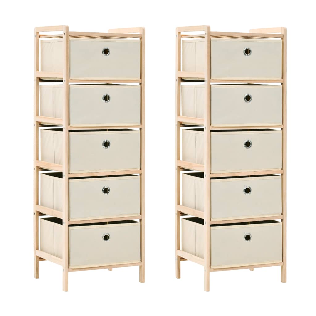 vidaXL Estantería de madera de cedro con 5 cestas de tela 2 uds beige