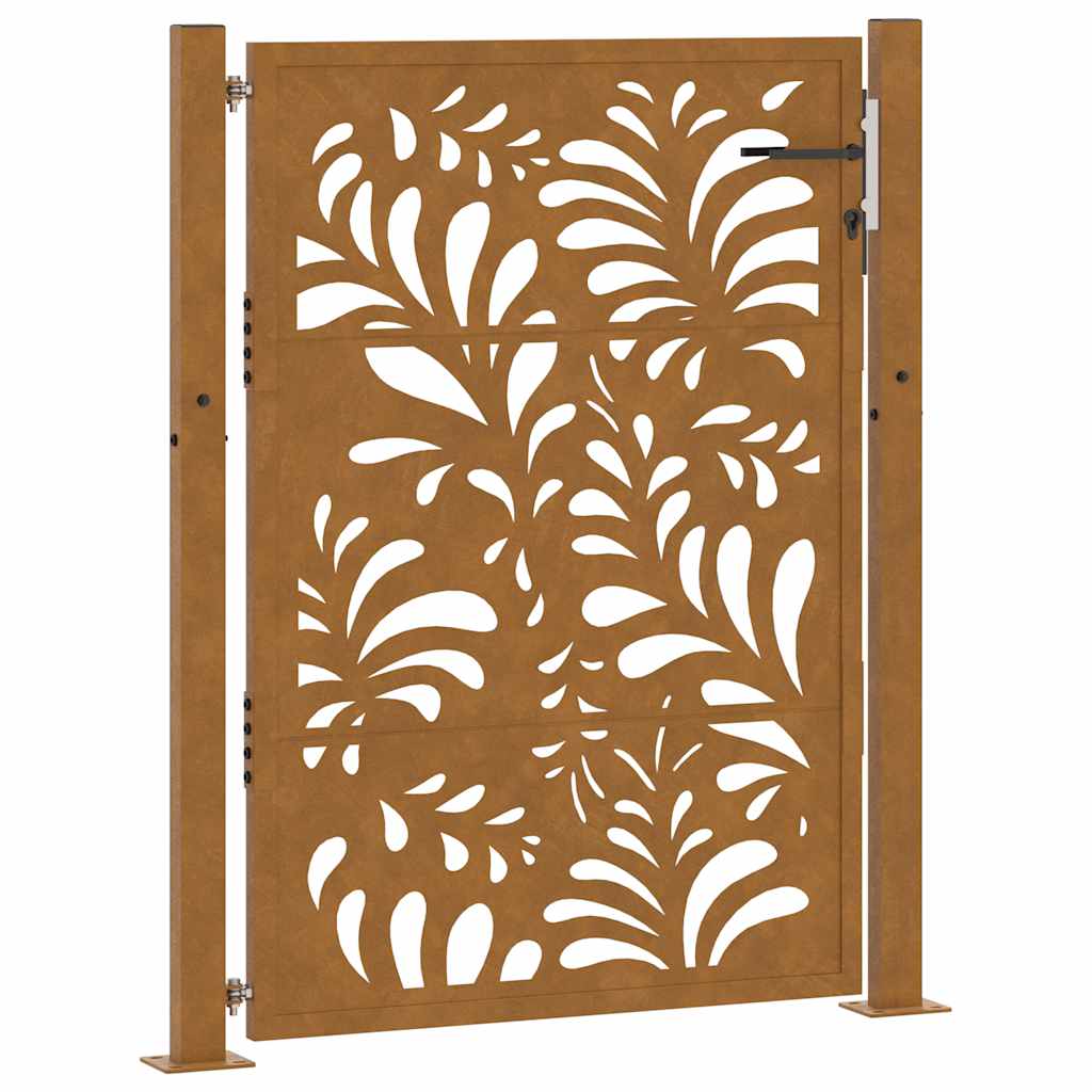 vidaXL Puerta de jardín de acero desgastado diseño ondulado 105x130 cm