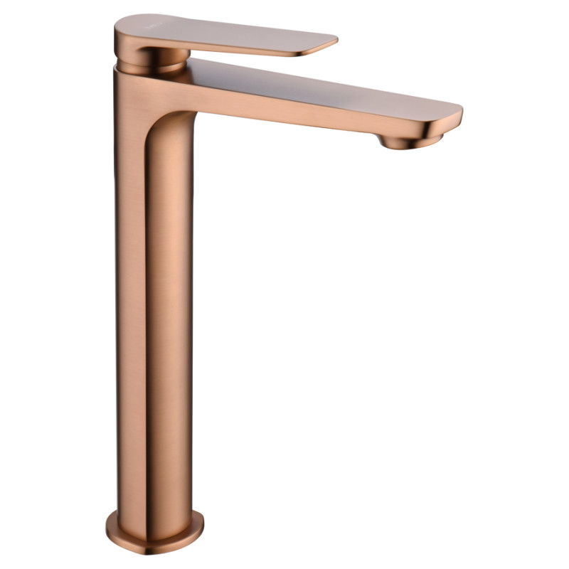 Imex Nápoles BDN047-3ORC grifo monomando caño alto lavabo latón acabado oro rosa cepillado