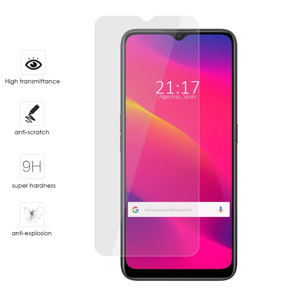 Tumundosmartphone Protector Cristal Templado para Oppo A5 2020 Vidrio