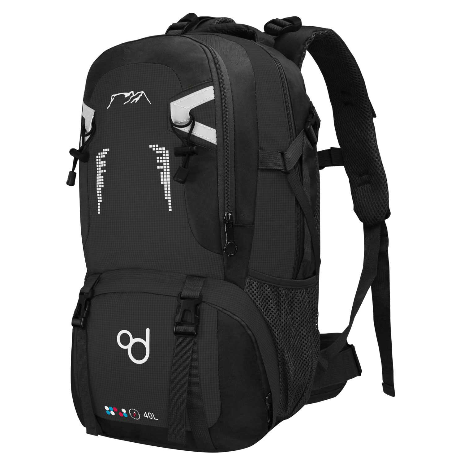Ociodual Mochila Senderismo 40L Negra Ligera Impermeable Mochila Viaje Supervivencia Plegable Mochila Mujer Camping Mochila Hombre Trekking Montaña Mochilas Marcha Nórdica Deporte