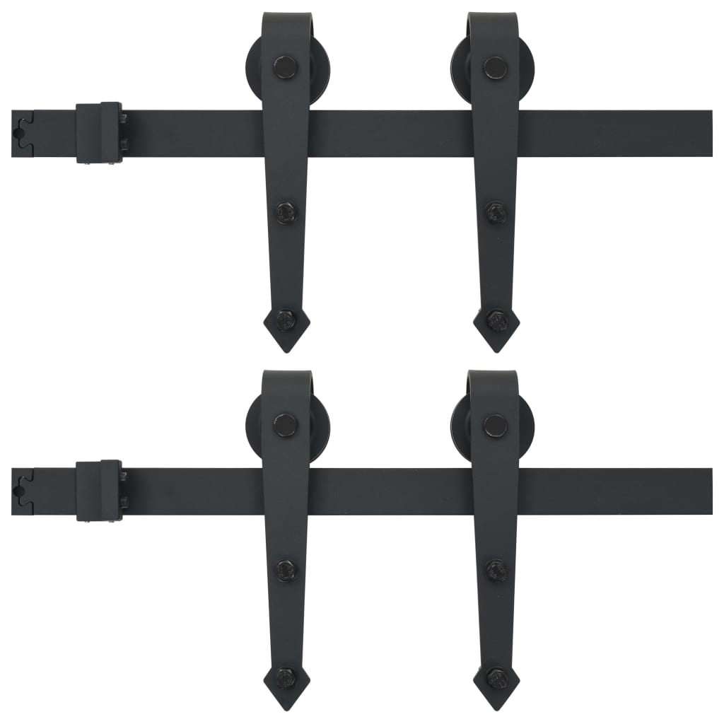 vidaXL Guías con Carril Puerta Corredera (2 uniades) Acero Negro Corrediza Dimensiones 183 cm, 200 cm