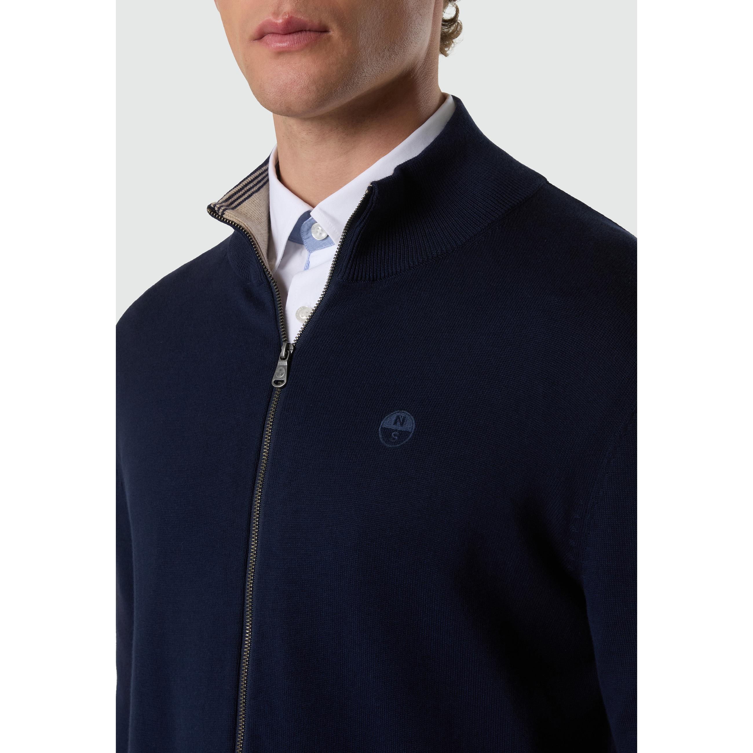 North Sails Full-Zip Sweater With Tonal Logo Men Ss26