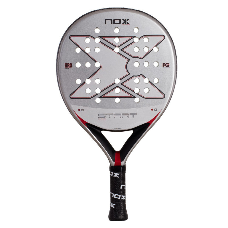 NOX - Pala de pádel Start EXC Silver para principiantes, ligera y equilibrada con amplio punto dulce, diseño azul moderno