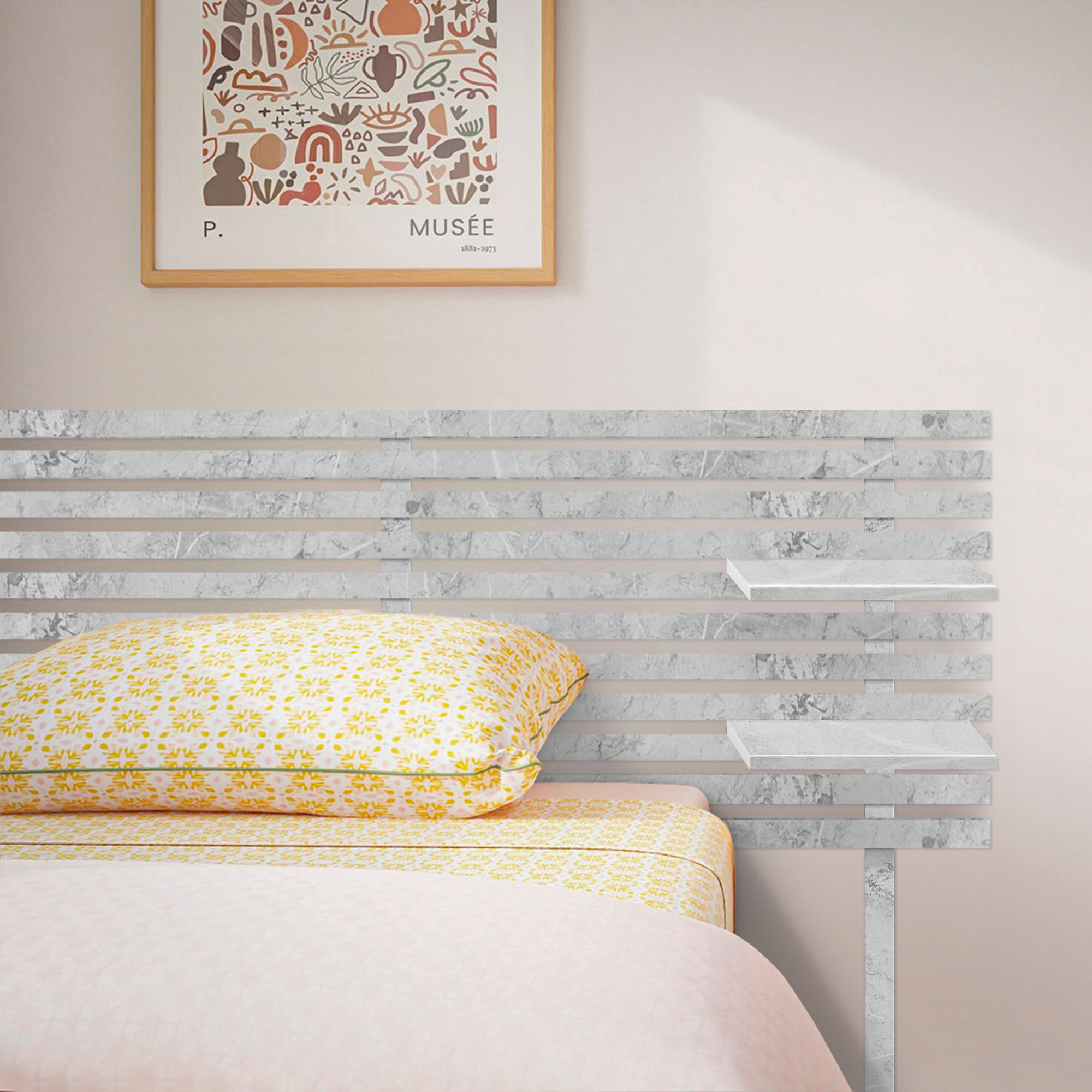 Cabecero con Estantes de Madera reciclada DM Colgante Pared Estilo Palet Japones con Patas