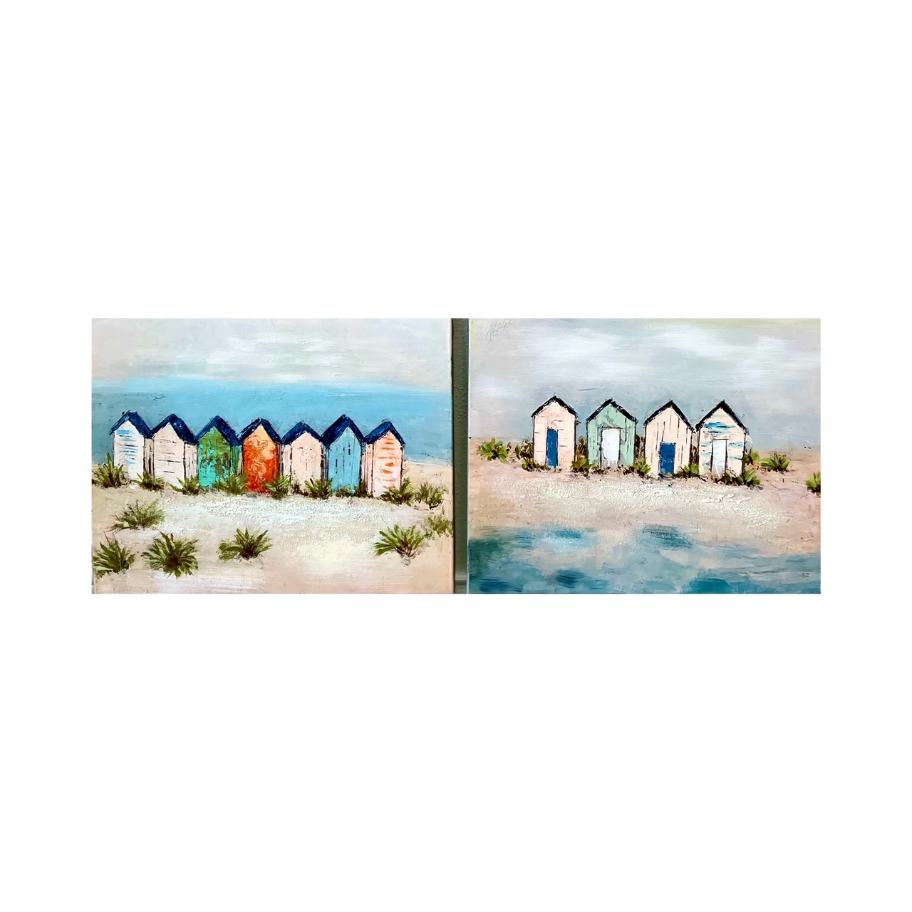 Factory Cuadros Cuadros Cuadros Cuadros Cuadros Cuadros - Set de 2 Pinturas Originales Paisajes Playa 40x50cm - Decoración Moderna para Salón y Dormitorios
