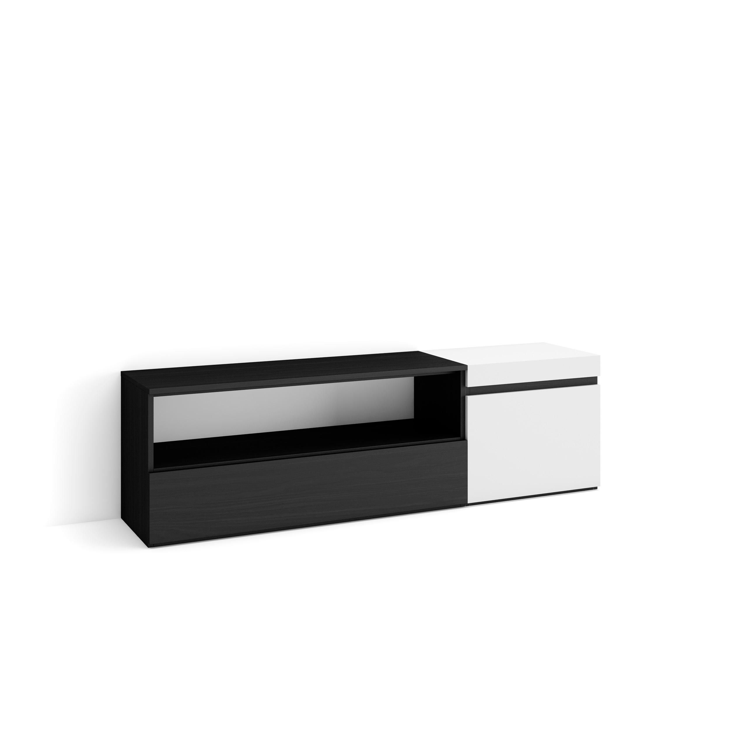 Skraut Home, Mueble de Televisión en melamina de alta calidad, Veteado de madera, Tacto poroso, Estilo Moderno Elegante, 153x35x45cm