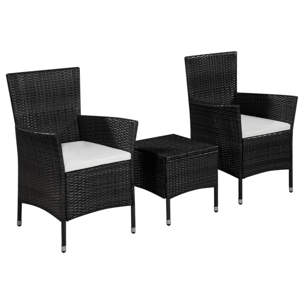 vidaXL Set mesa y sillas bistró jardín 3 pzas ratán sintético en color Marrón/Negro/Gris | cómodas modernas ergonómicas para comedor cocina salón hogar