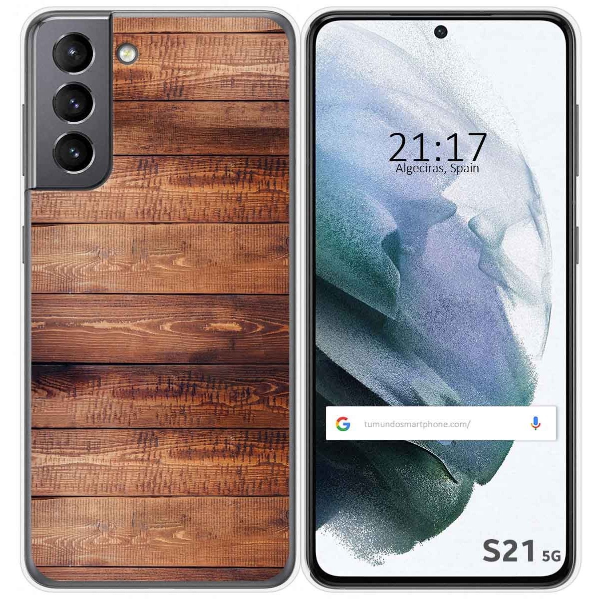 Tumundosmartphone Funda Gel Tpu para Samsung Galaxy S21 5G diseño Madera 02 Dibujos