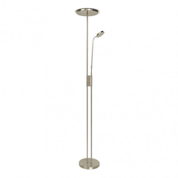 Pie de salon antares 20w+7w 4000k c/lector cuero 183x25x25 cm tactil c/reg.intensidad y memoria