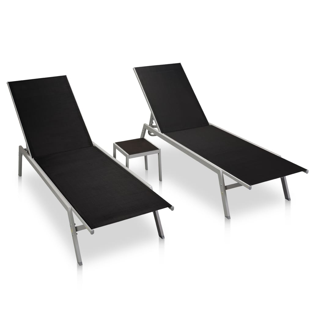 Vidaxl Tumbonas con Mesitas de Acero y Textileno - Pack de 2