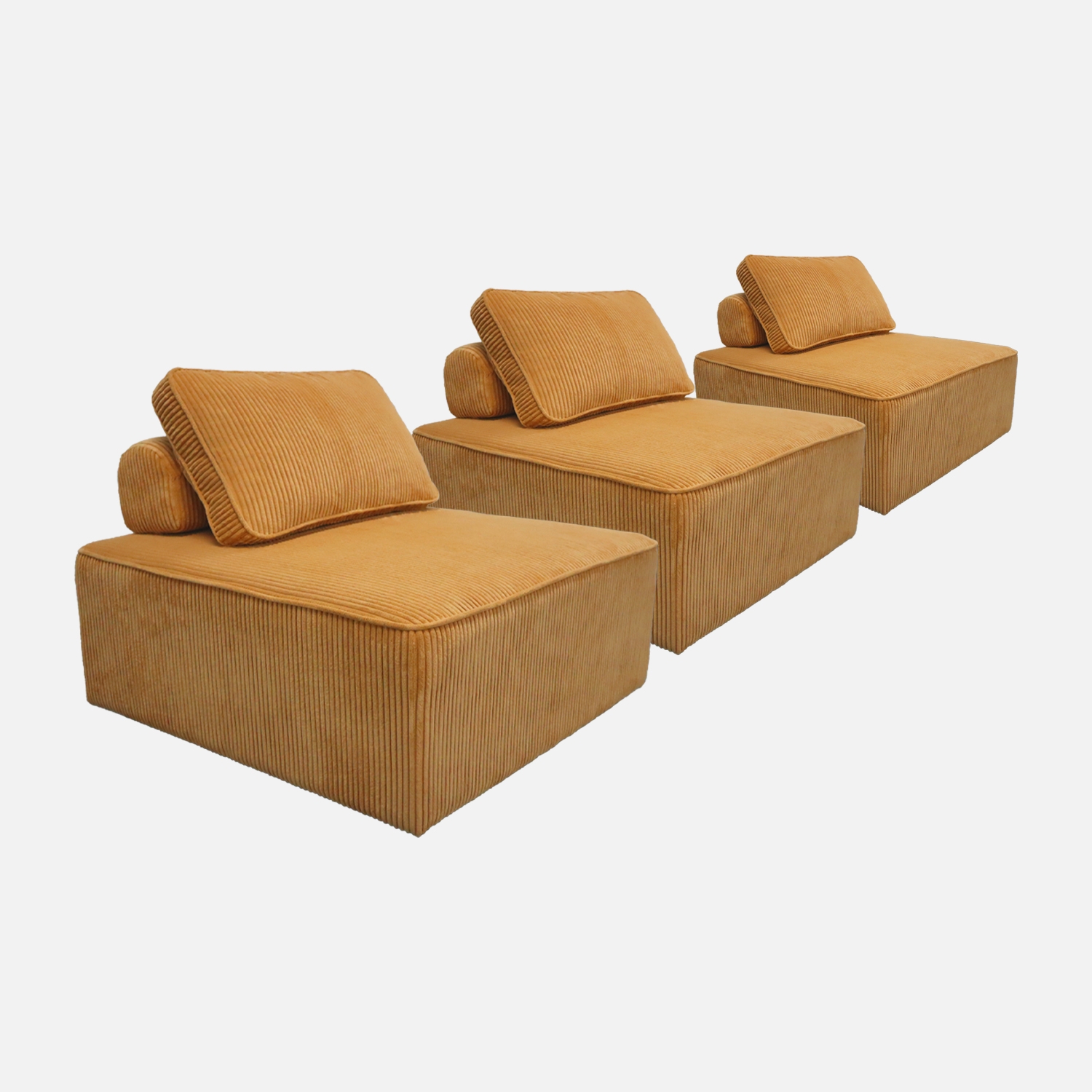 sweeek - Sofá modular de pana, 3 plazas, color Verde - Tamaño 90x90x40 cm