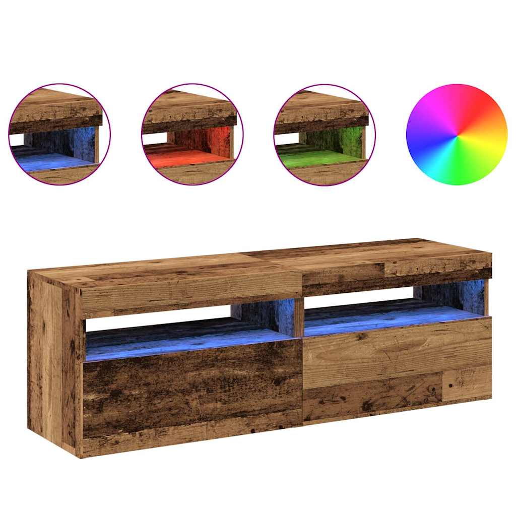 vidaXL Muebles de TV con luces LED 2 uds madera ingeniería envejecida