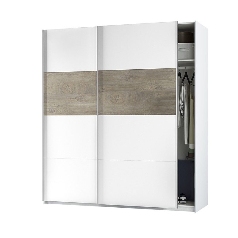 Duérmete Online - Armario de 2 puertas correderas Oikos - Natural/ Blanco - Melamina Alta Calidad