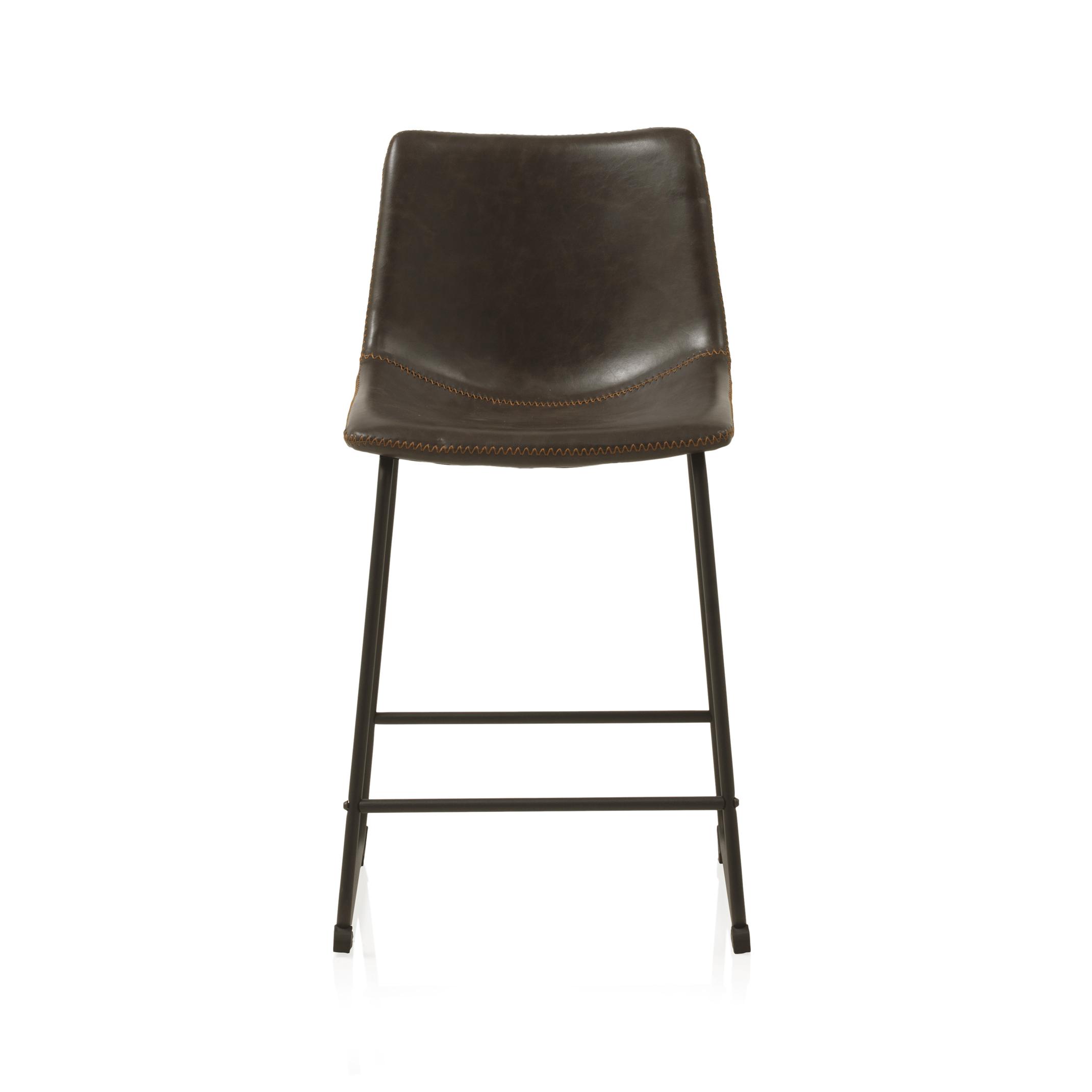 Set 2 Taburetes Tapizados Color Marron Con Patas Metalicas Negras El mejor complemento para tu hogar. Fijalo