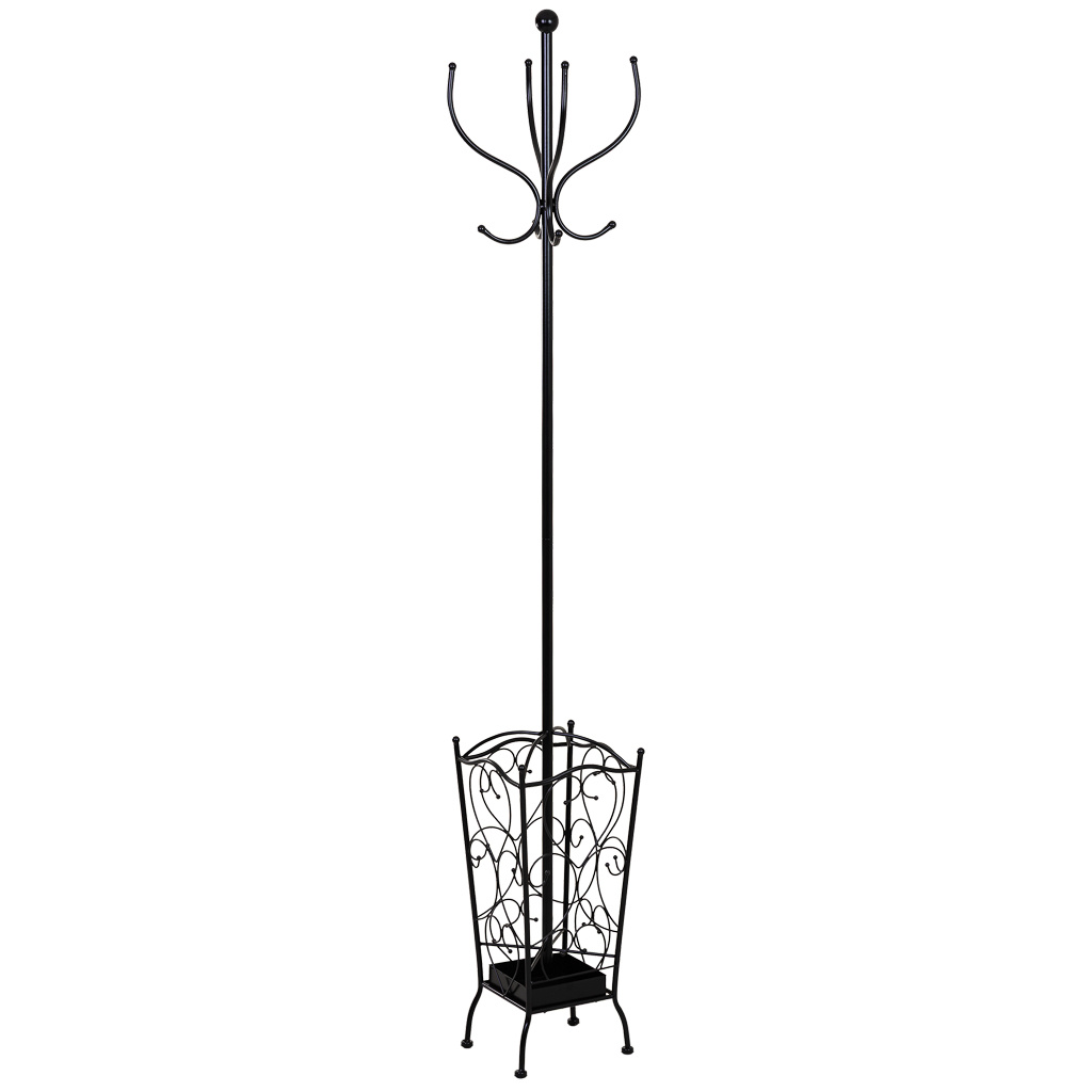 Wonderlust Deco - Perchero de metal con 4 ganchos 35x35x181h cm. Negro 35x35x181h cm.