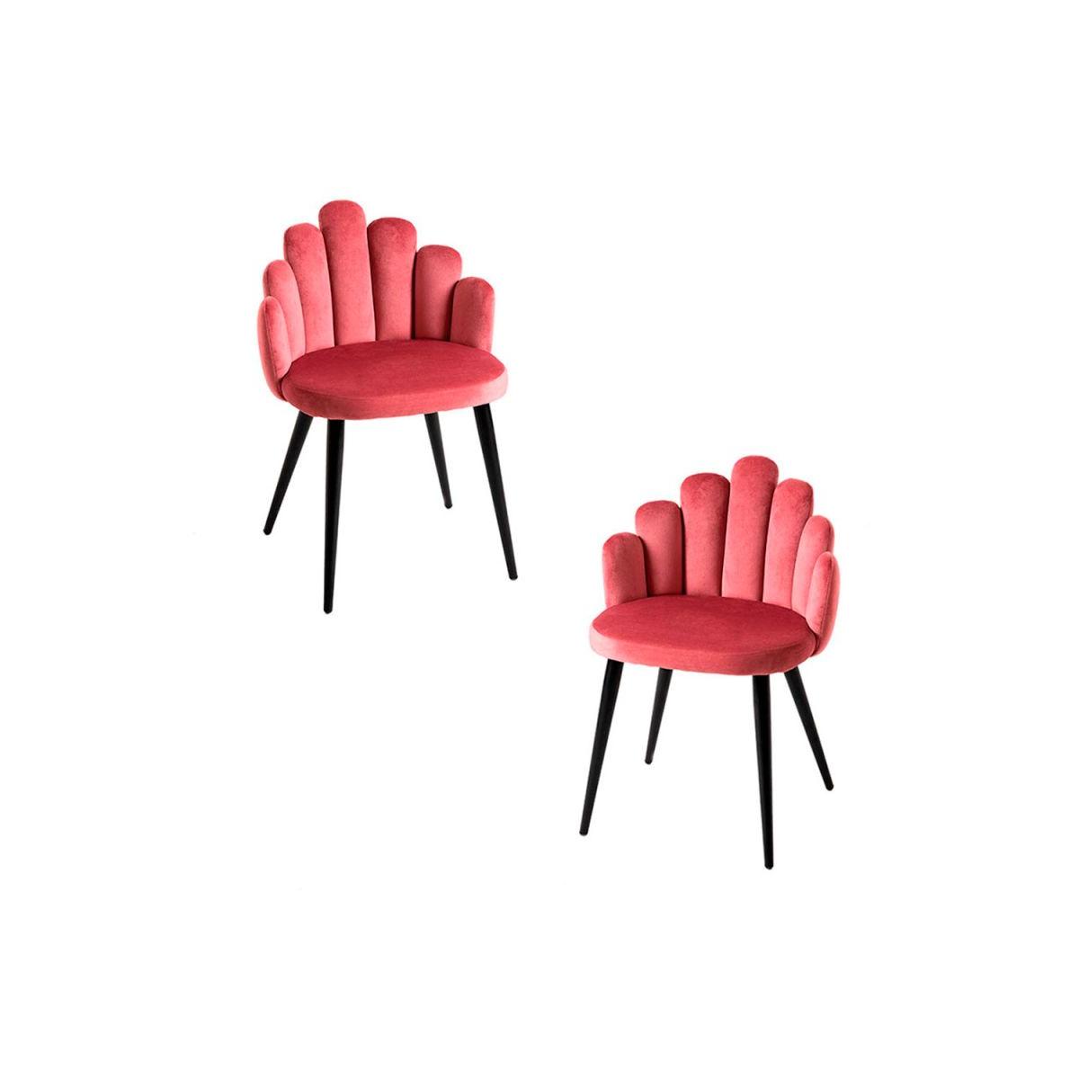 Regalos Miguel - Packs Sillas Comedor - Pack 2 Sillas Hand Terciopelo Patas Negras - Rosa