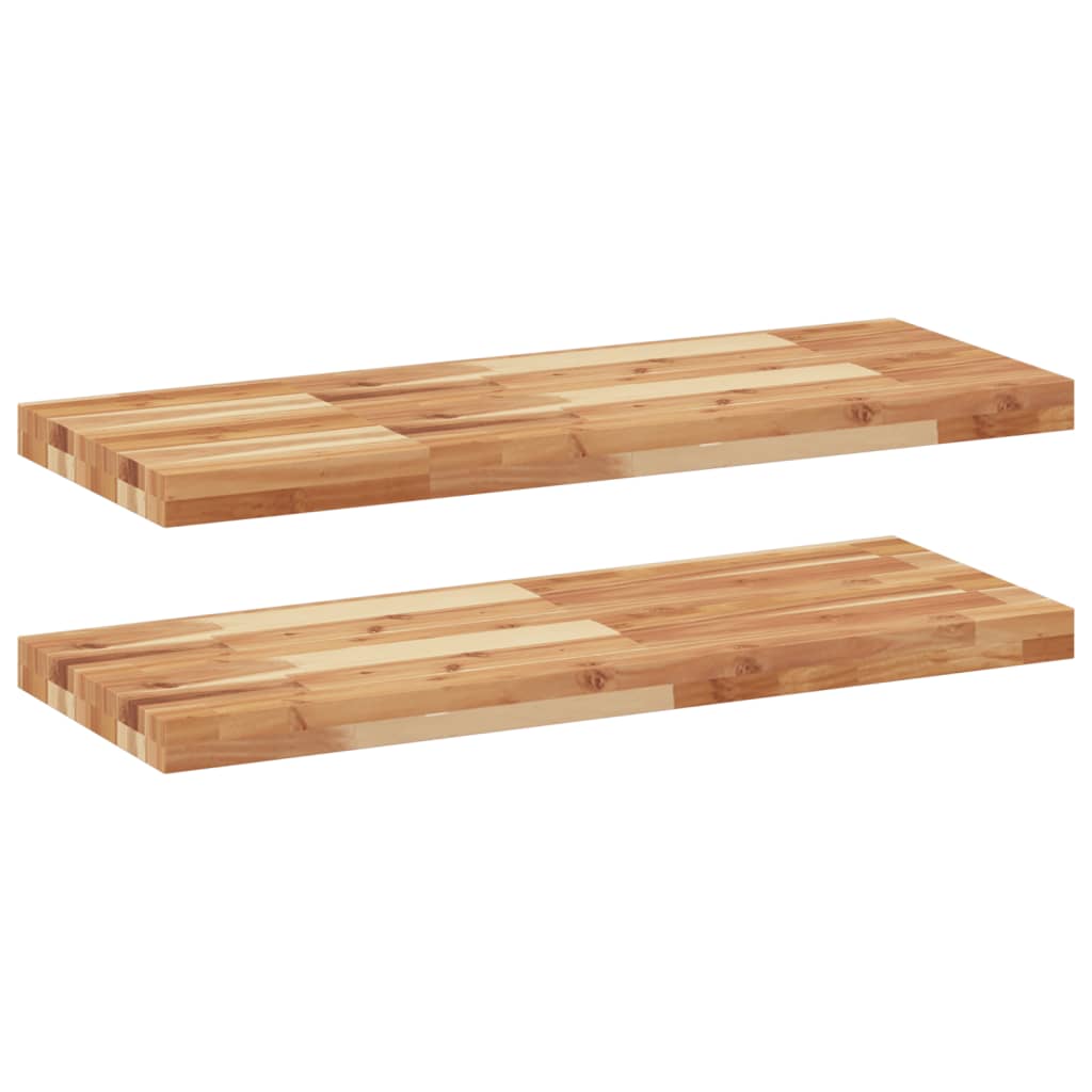 Vidaxl Estantes Flotantes Madera Acacia Sin Tratar 100x30x4 Cm Marrón - 2 Uds