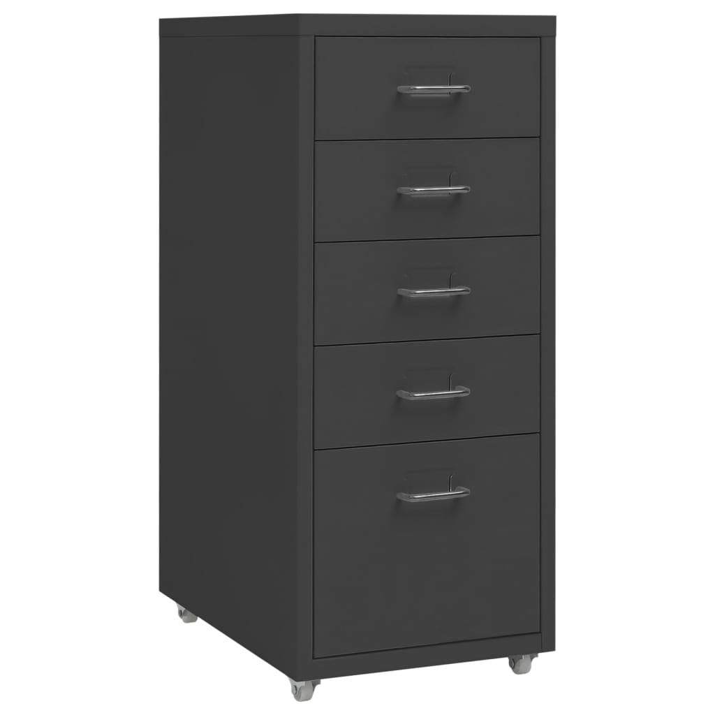 vidaXL Armario archivador móvil metal 28x41x69 cm en color Negro/Blanco/Antracita | almacenamiento funcional diseño moderno para baño dormitorio sala