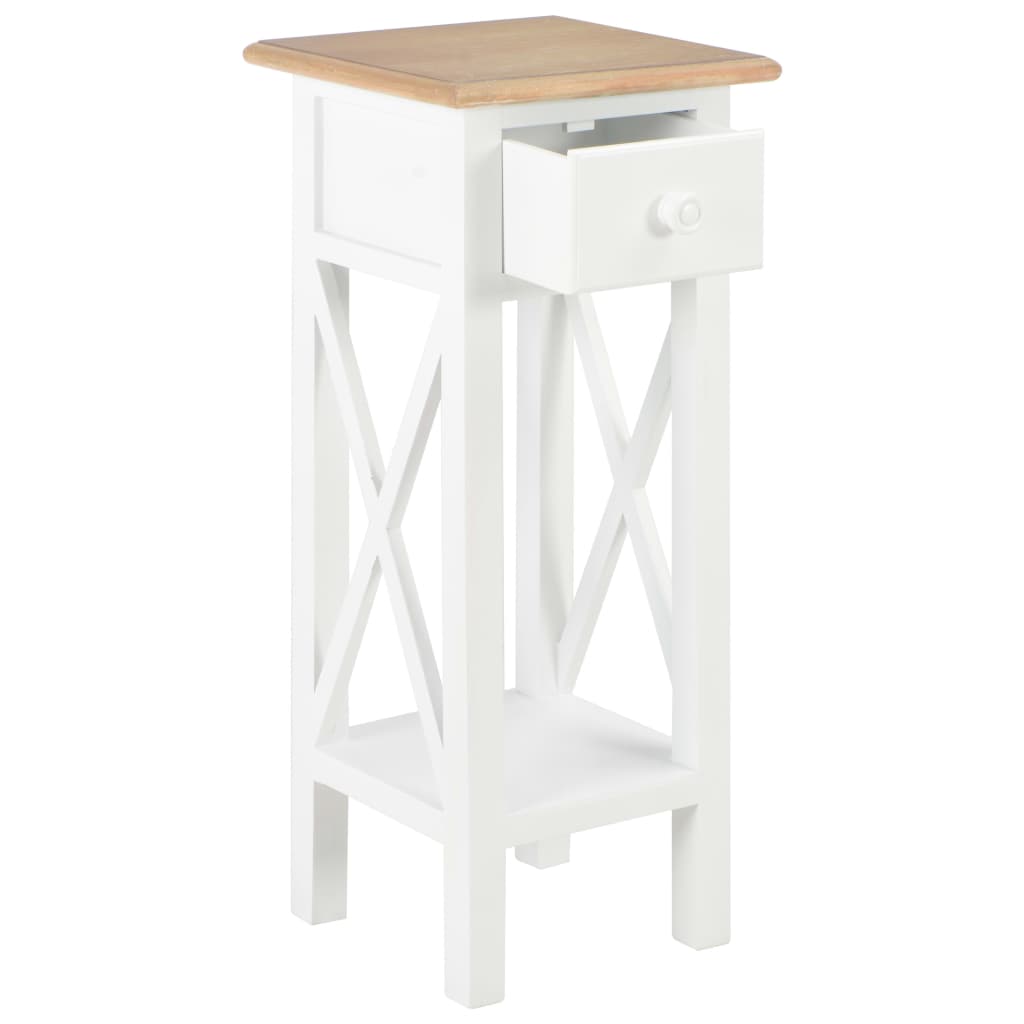 Vidaxl Mesa Auxiliar de Madera 27x27x65,5 Cm Blanco