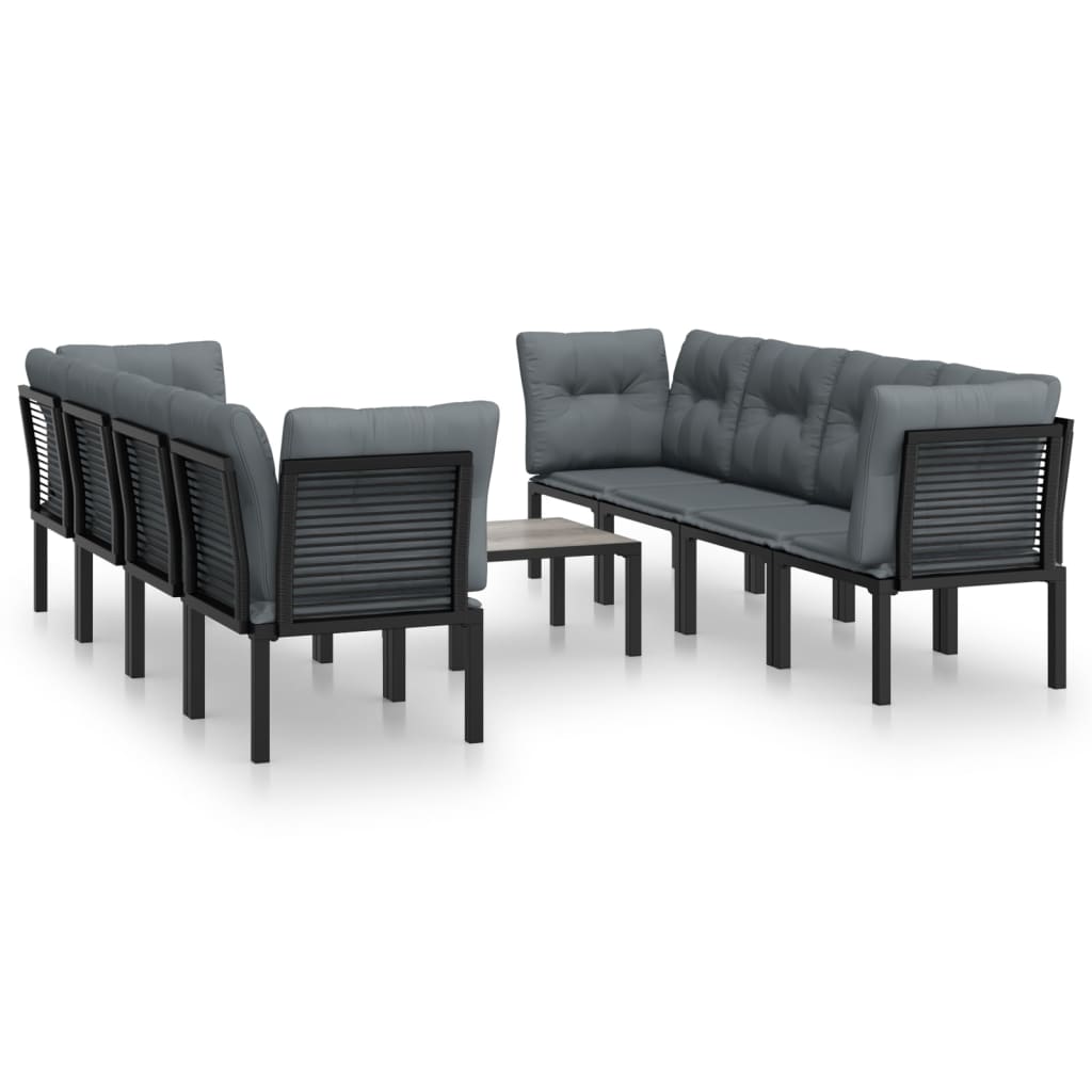 vidaXL Juego de muebles de jardín 9 pzas ratán sintético negro y gris