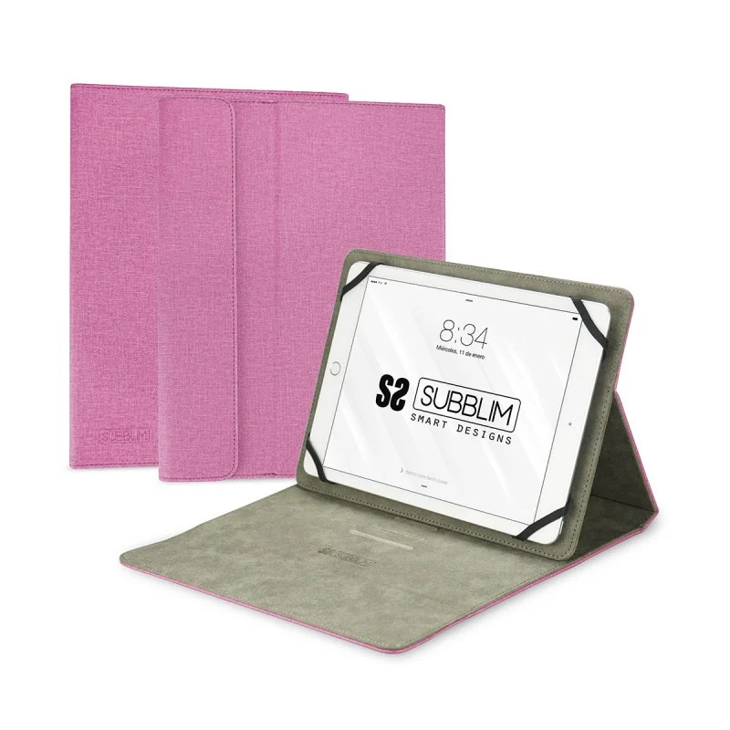 Subblim funda universal para tablet - acabado en tacto cloth - soporte antideslizante - cierre magnético - sistema de sujeción exclusivo - color rosa