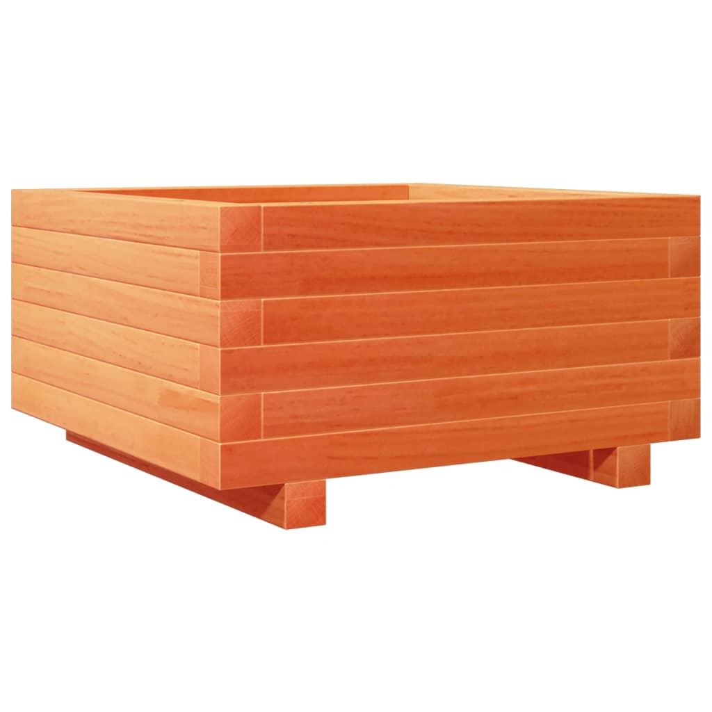 vidaXL Jardinera de madera maciza de pino 50x50x26,5 cm Color Pino natural,  Blanco,  Marrón cera y mas