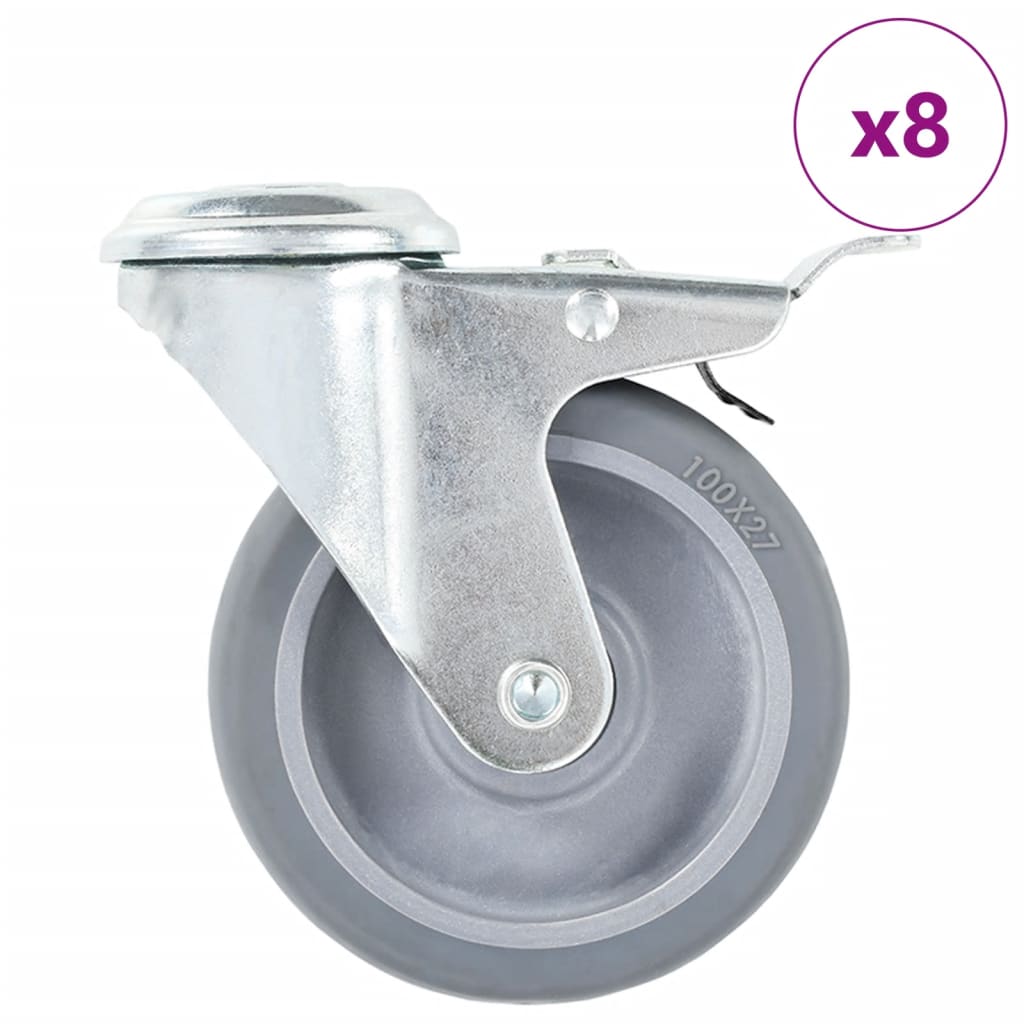 vidaXL Ruedas Giratorias Agujero Pasador y Frenos Dobles 100mm Almacén Útil Cantidad 4 unidades,  8 unidades,  12 unidades y mas