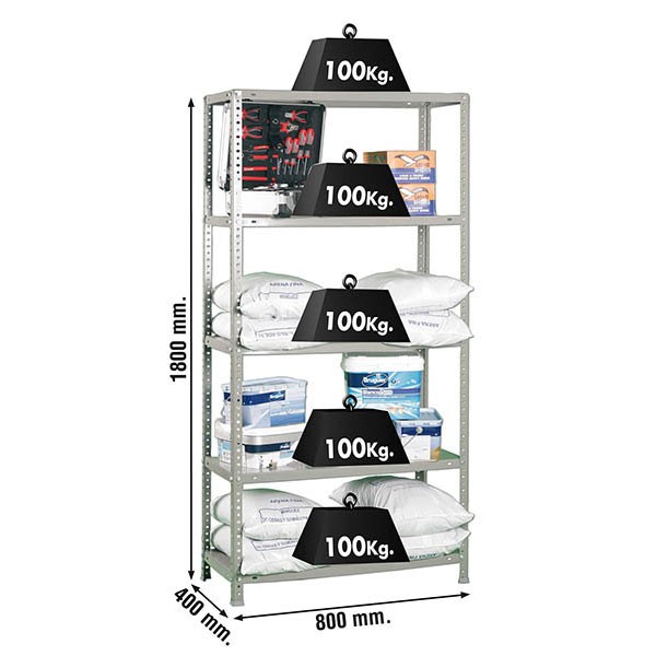 Estantería SIMONRACK COMFORT MINI 5/400 GRIS 1800x800x400