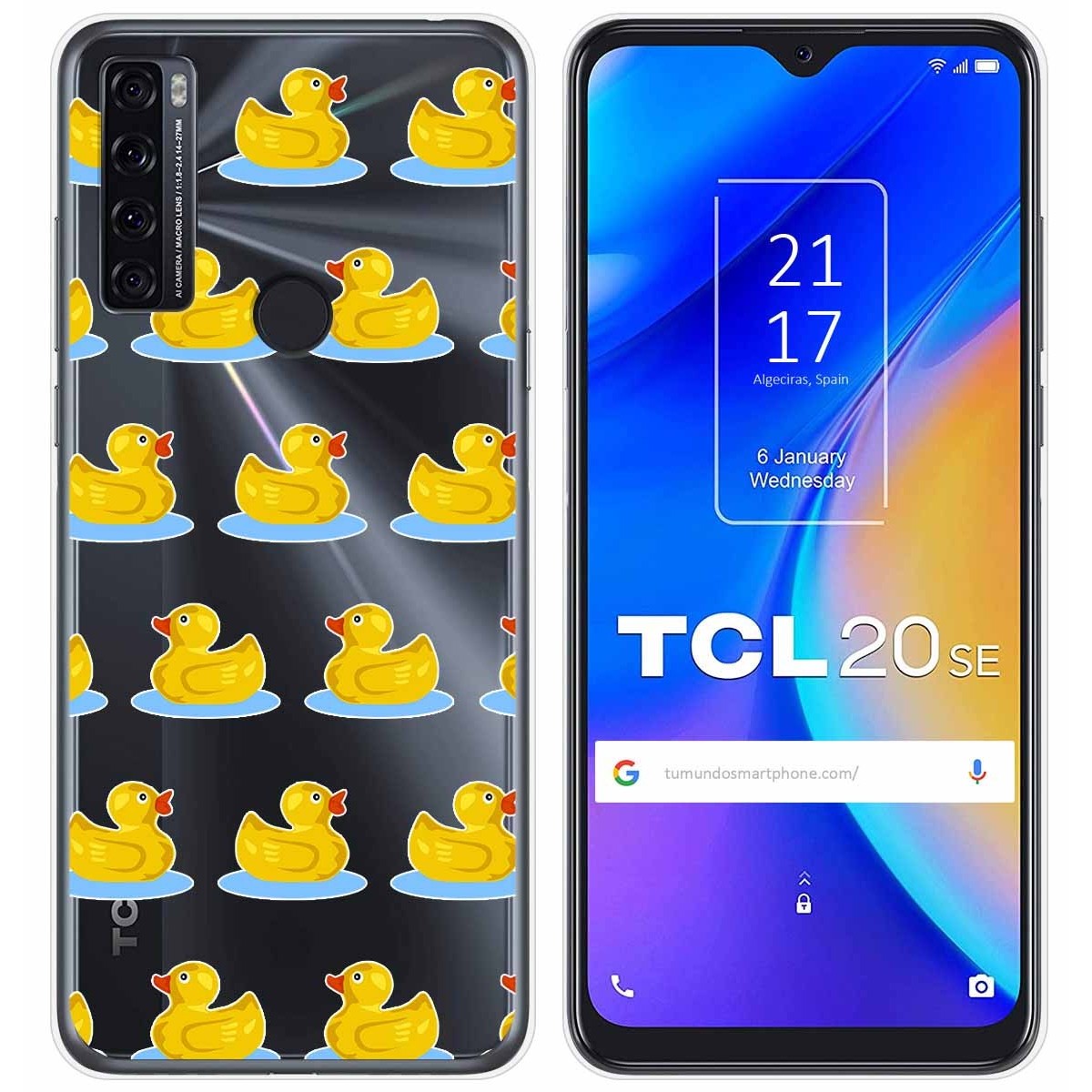 Tumundosmartphone Funda Gel Transparente para TCL 20 SE diseño Pato Dibujos