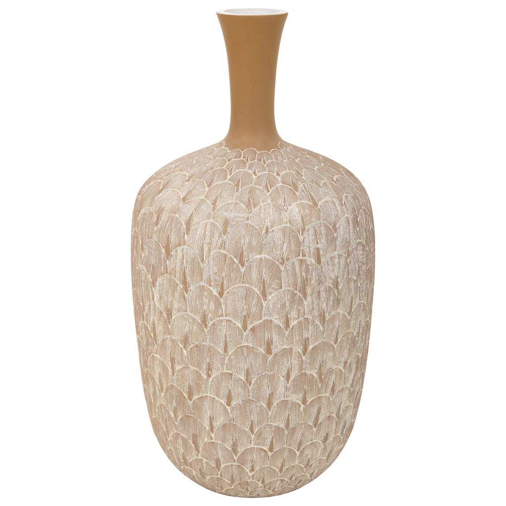 WANDERLUST DECO Jarrón de Poliresina Blanco 21.5x21.5x41 Cm - Pieza Decorativa Impresionante