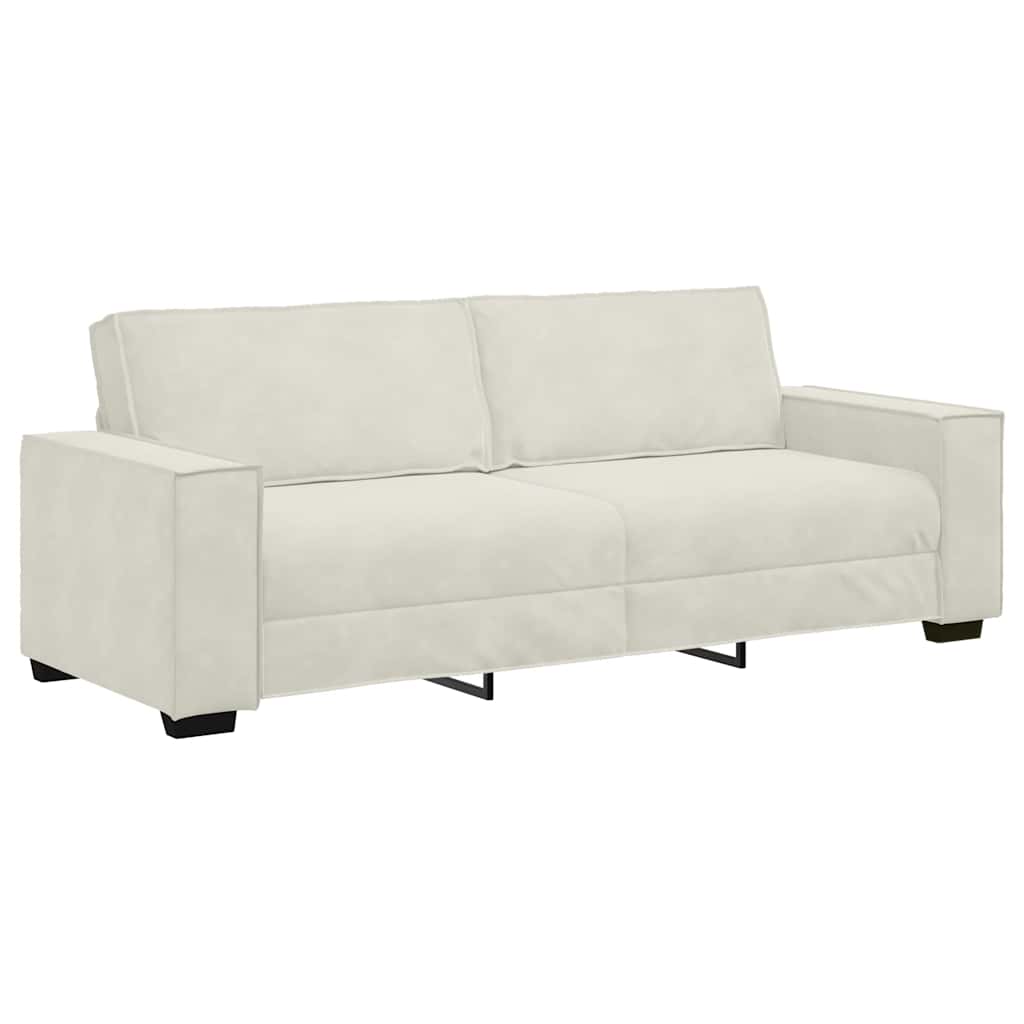vidaXL Sofá de 3 plazas terciopelo color crema 220x78x84 cm