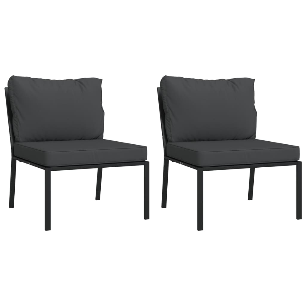 vidaXL Sillas de jardín 2 uds acero con cojines gris 60x74x79 cm