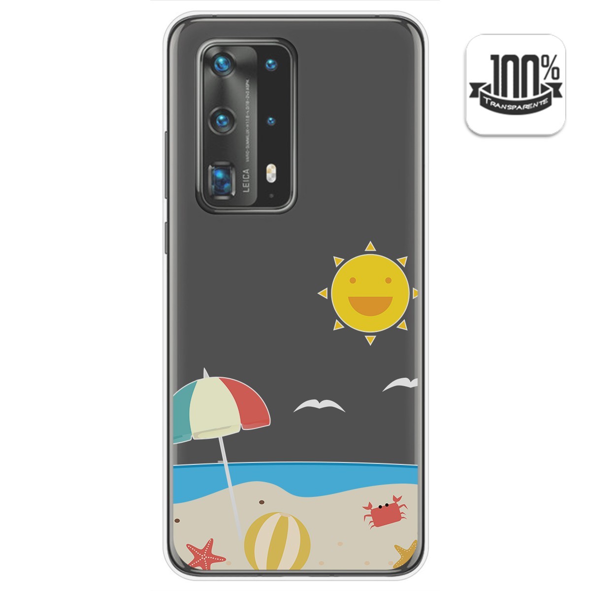 Tumundosmartphone Funda Gel Transparente para Huawei P40 Pro diseño Playa Dibujos
